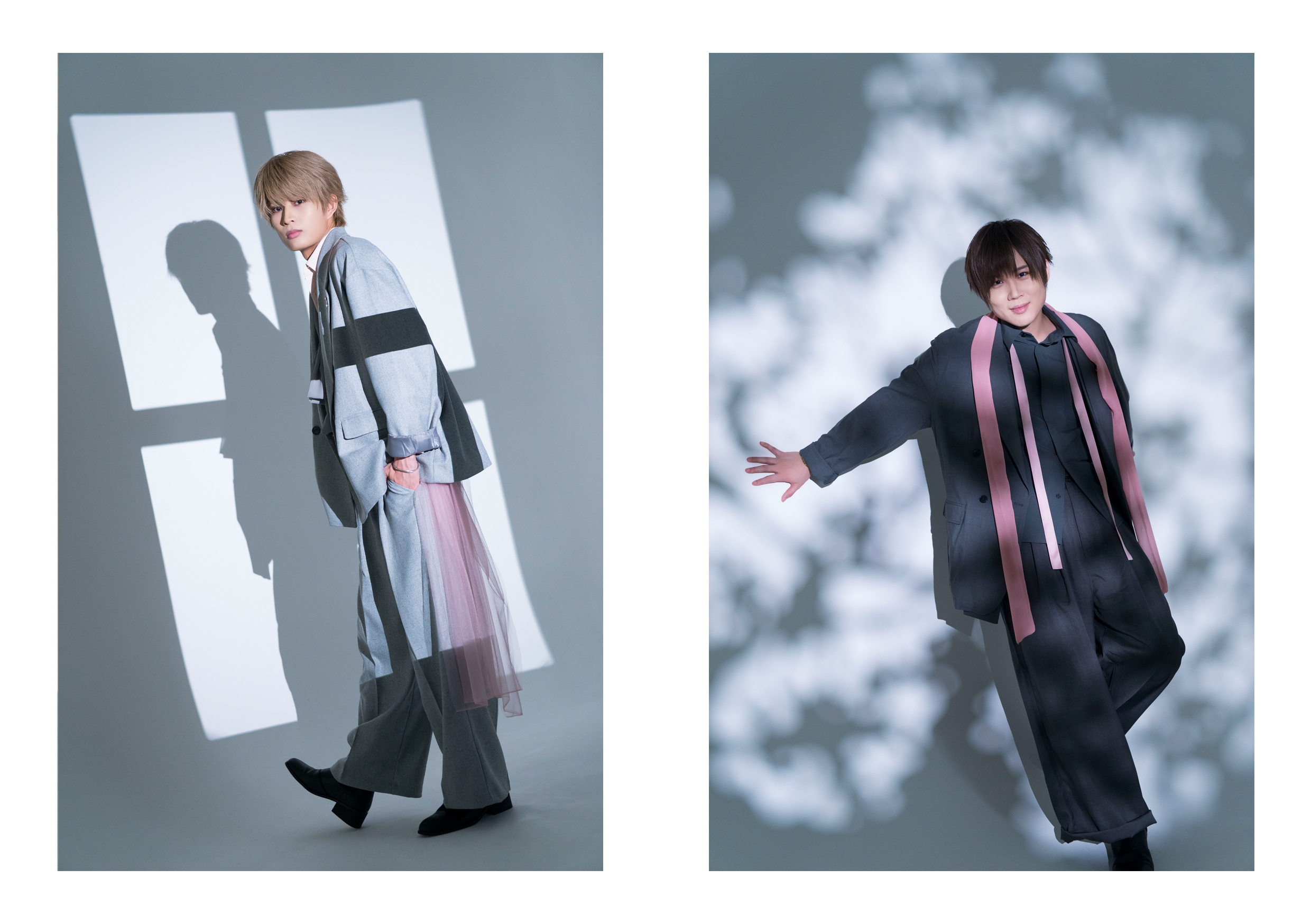 光と影を生かした衣装姿の人物写真2点